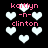 Pixelated pink text 'kaitlyn -n- clinton' appears over white hearts on black background with varying heart sizes and positions.