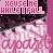 A static image of a repeating pattern featuring pink and white text on a dark background with scattered pink dots.