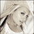 Pixelated grayscale portrait of a person with light hair and closed eyes, rendered in low-resolution 256x256 pixels with visible dithering and anti-aliasing effects on facial features.