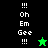 A split-screen pixel art image with black and green backgrounds displaying "!!! Oh Em Gee !!!" text and a star icon that changes color between frames.