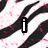 Black and white zebra stripes with pink speckles on a background, featuring the text "i love you" in bold black-outlined letters.