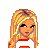 A 3x3 contact sheet of pixel art buddy icons featuring a blonde cartoon girl, rainbow-themed crop top with exposed midriff, and various letter-shaped silhouettes with dancing figures inside them.