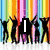 A static image shows silhouettes of people dancing against a rainbow striped background with the word 'LOVE' in bold letters and a rainbow arch over clouds.