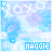 A static icon with a light blue and purple watercolor background featuring white circular patterns, displaying the text 'MAGGIE' in a blue rectangle at the bottom center.