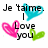 Pixelated text and three heart shapes in cyan, pink, and green on white background.