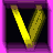 Animated contact sheet of yellow V-shaped icon frames with varying brightness and blur effects on black backgrounds, bordered by purple outlines in a 3x3 grid layout.