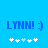 Blue background with blue text 'LYNN! :)' and five white snowflake icons below, two versions showing animation frames.