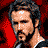 A 48x48 pixel animated contact sheet showing eight sequential frames of a muscular man in a white tank top and dark shorts holding a black object against a red background with repeated text.
