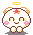 Pixel art angel icon with four distinct poses showing different leg positions and mouth expressions, each with a yellow halo above its head.