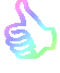 five and five of thumbs-up icons with rainbow gradient outlines on a gray background