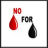 A 4x3 contact sheet of animated frames showing a red blood drop and black ink drop with "NO FOR" text, where the red drop shrinks across frames while the black drop remains static.