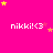 A bright pink background with scattered yellow and pink stars, displaying repeated white text 'nikki!<3' in a