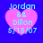 Four identical pixelated heart-shaped icons with blue text on a solid blue background, each displaying 'Jordan & Dillon 5/15/07' in light cyan font.