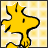 A 48x48 pixel animated contact sheet showing two frames of a yellow cartoon bird character with black outlines against a light yellow grid background, displaying subtle pose differences between frames.