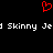 Red pixel heart symbol above white text reading 'd Skinny Jet Skinny Je' on black background.