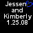 Pixelated text displays 'Jessen and Kimberly 1.25.08' with a blue heart symbol replacing the 'o' in 'Jessen' on the left side of the image.