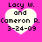 Four identical heart-shaped icons with text on a pink background, each displaying names and a date.