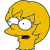 Pixelated yellow cartoon character with blonde hair, wide eyes, and a mouth showing red teeth against white background.