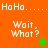 Pixelated icon with orange and green quadrants displaying "HaHa..." text, "Wait What?" text, and two star symbols in different colors.