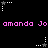 Pixelated pink text repeats 'amanda Jo amanda Jo' across a black background, surrounded by white and gray star-shaped icons with dotted lines.