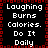 A 4-frame animated contact sheet showing a pixelated text-based icon with red border and black background repeating the phrase "Laughing Burns Calories. Do It Daily" in white block letters across four identical frames.