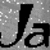 A grayscale contact sheet showing three frames of an animated text icon with the name 'James' rendered in a stylized font, displayed on a pixelated background with scattered white dots.