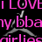 Pixelated text and silhouettes on black background with red score numbers, featuring 'I LOVE XOXO' in pink/purple and 'my bbaitt & J airlios xoxo' below.