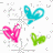 Pixelated icon with three hearts and text on a blue background.