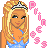 Pixel art icon of a blonde cartoon princess with crown and blue dress, pink text "Princess" on right side.