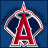 Two side-by-side pixelated images of a red 'A' with white outline and wings, one on blue background, the other on red background with 'ANGELS' text below.