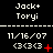 Static digital image showing three identical of text and symbols on a black background with white dashed lines separating sections