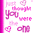 A 48x48 pixel animated buddy icon featuring pink text and heart symbols on a white background, displayed as two sequential frames in a contact sheet layout.