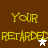 Yellow pixelated text on brown background with animated star cursor changes between white and gray.