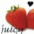 Animated sequence showing two strawberries with green leaves, a black heart symbol above them, and handwritten text below.