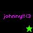 Pixelated icon with 'johnny!!<3' text and star symbols on black and green backgrounds.