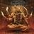 A pixelated static image shows a seated figure with large curved horns, wearing dark clothing and resting on a red surface against a brown background.