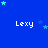 Blue background with repeated white text 'Lexy' and scattered light blue stars in a pattern