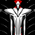 A pixelated animated contact sheet showing a tall humanoid figure with red hair and white armor-like body against black background on left, green text "Original Icons .com" on right.
