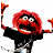 A pixelated animated buddy icon featuring a red Muppet character on the left and green text on a dark background on the right, displayed as a 2-frame contact sheet with white and dark backgrounds respectively.