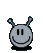 A 4x3 contact sheet of a gray cartoon alien buddy icon with antennae, showing ten distinct animation frames arranged left-to-right and top-to-bottom on a light gray background.