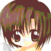 Pixelated anime-style head with brown hair and large eyes, showing text variations S, S., S.1, S.1D across frames.