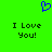 Green background with blue pixelated heart symbol above two identical black text phrases reading "I Love You!" in pixelated font.