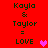 Red background displays two identical text-based icons with "Kayla & Taylor = LOVE" and a heart symbol, one with a pink heart and the other with a magenta heart.