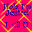 A static image with a bright pink background and yellow crisscross lines, displaying blue text that reads "Hola I'm Jessica!" above "I <3 U" in four identical quadrants.