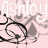 A 4-frame animated contact sheet showing a repeating pattern of stylized text and abstract shapes on a light pink background with gray transparency grid.