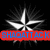 A four-pointed star with radiating lines on a black background, featuring blue text overlay in one frame.