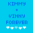 Blue background with pixelated text reading KIMMY, +, VINNY, FOREVER and five white plus signs below.