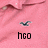 Pixelated pink background with abstract dark shapes and a small central gray figure above black text reading 'hco'.