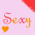 Pixelated animated contact sheet showing two frames of a pink background with 'Sexy' text and heart symbols in red/orange hues.