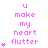 Pixelated pink text and heart symbols on white background, with animated heart count changes across frames.
